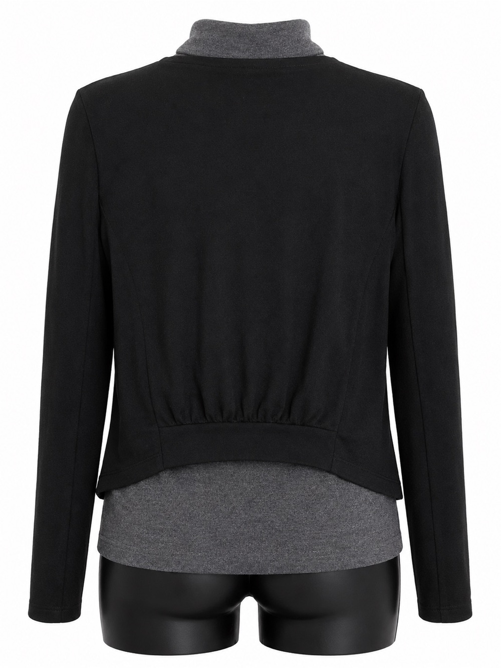 Black Draped Open-Front Women's Jacket - Picture 4 of 7